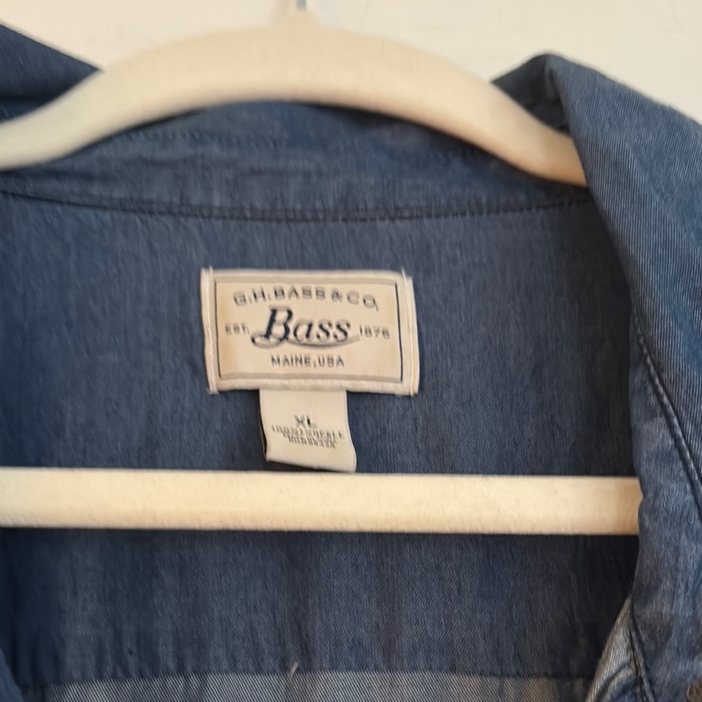 G.H. Bass & Co. Blue Dress with 3/4 Cuffed Sleeves and Notched Collar - Picture 2 of 5